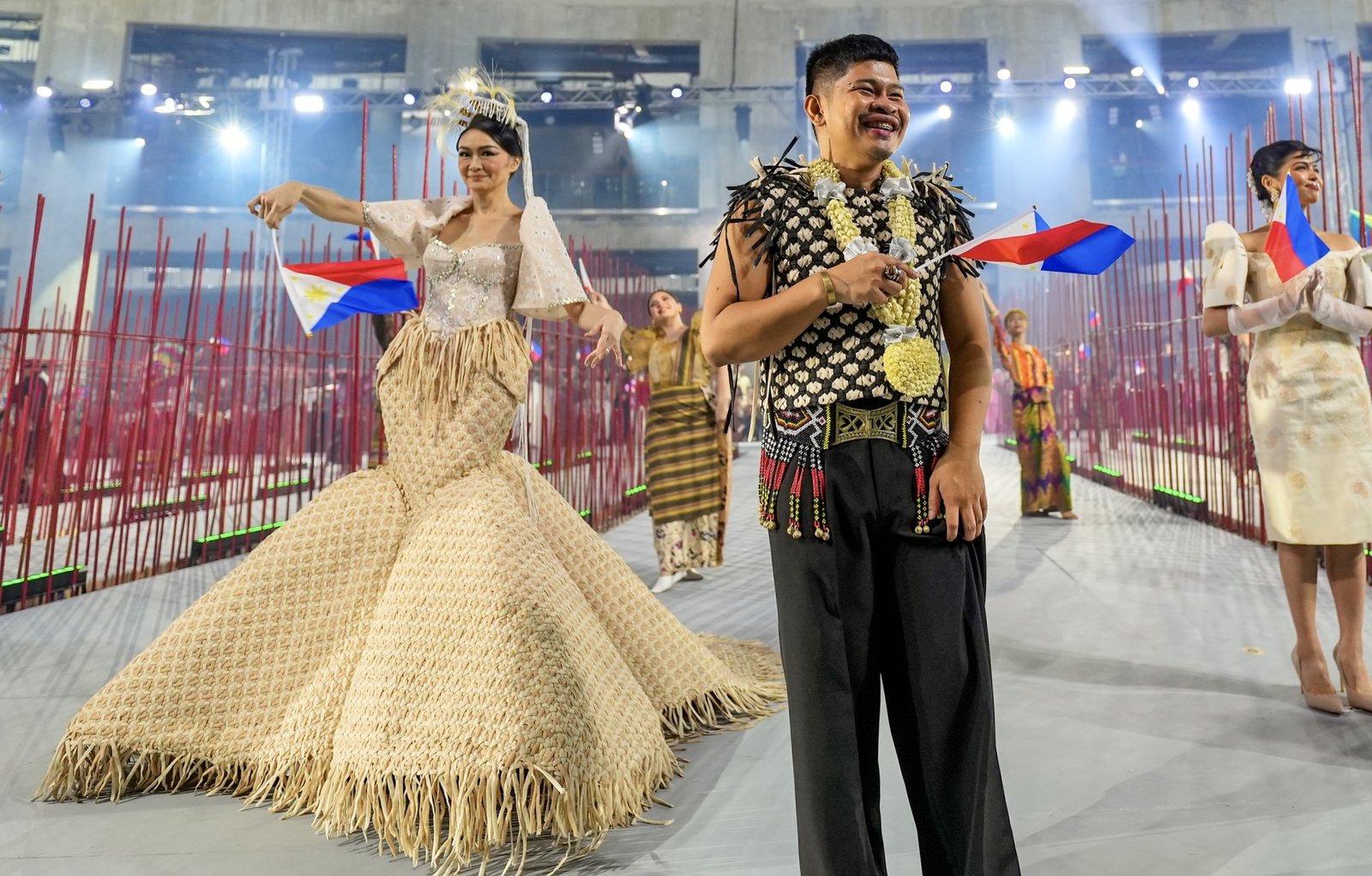 Fashion designer Jaggy Glarino (right) with muse, model Marina Benipayo (left).